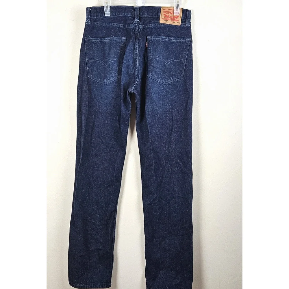 Levi's 505 Jeans Men's 33x32 Straight Leg Cotton Denim Dark Wash Casual